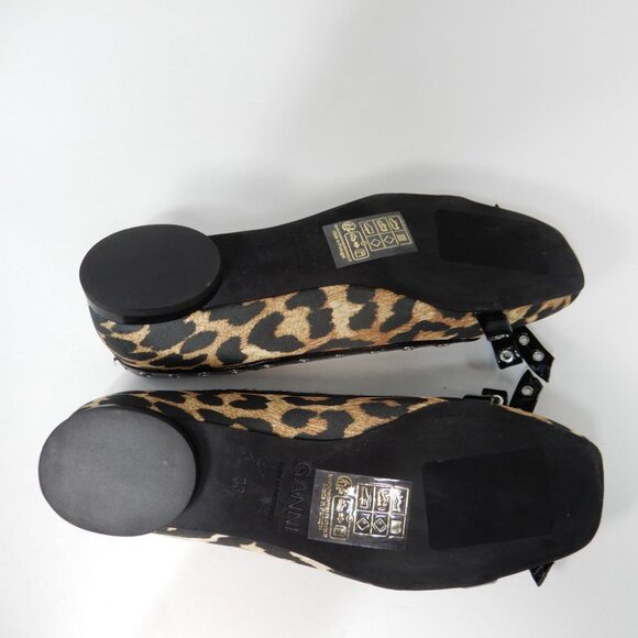 GANNI Grommet Bow Ballet Flats Leopard Print - Picture 14 of 15